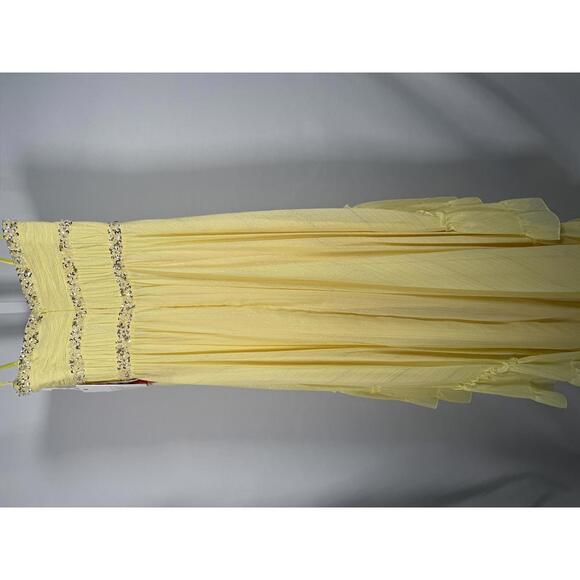 NWT Mac Duggal Yellow Strapless High-Low Ruffle Dress with Embellishments Size 4 - Picture 10 of 13